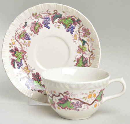 Old Vine Purple Multicolor Flat Cup & Saucer Set