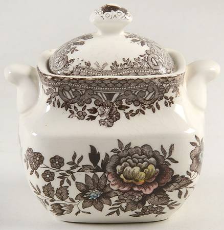 Oriental Pheasant Brown Multicolor Mini Sugar Bowl & Lid