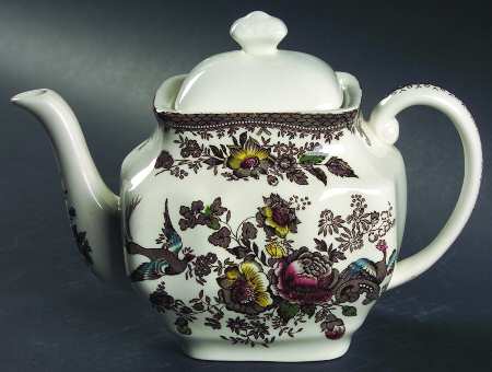 Oriental Pheasant Brown Multicolor Teapot & Lid