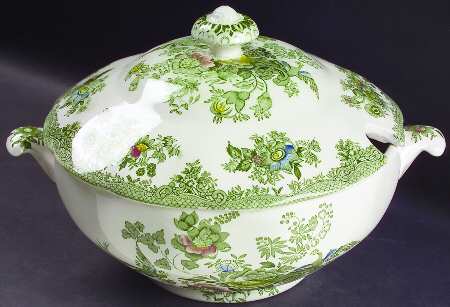 Oriental Pheasant Green Tureen &  Lid