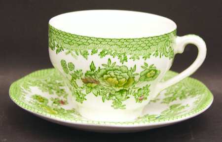 Oriental Pheasant Green Flat Cup & Saucer Set