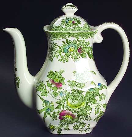 Oriental Pheasant Green Coffee Pot & Lid