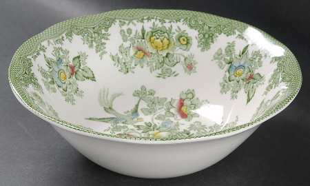 Oriental Pheasant Green 8" Round Vegetable Bowl