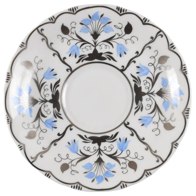 Papyrus Blue and Silver Saucer for Cream Soup Bowl