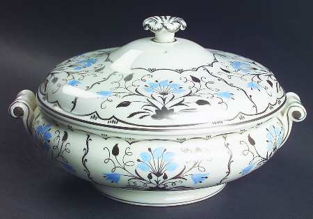 Papyrus Blue and Silver Round Covered Vegetable by Wedgwood