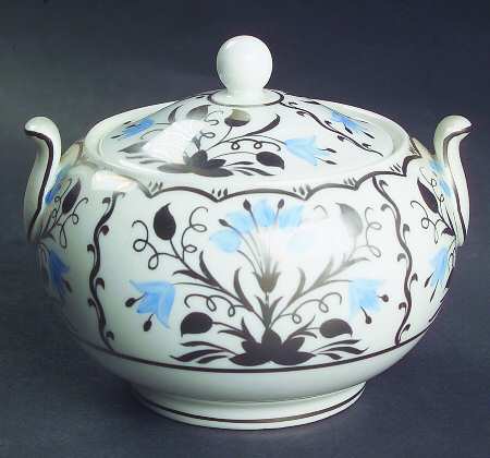 Papyrus Blue and Silver 146 Shape Sugar Bowl & Lid