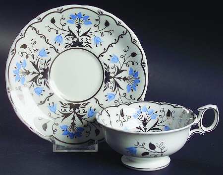 Papyrus Blue and Silver Footed Cup & Saucer Set