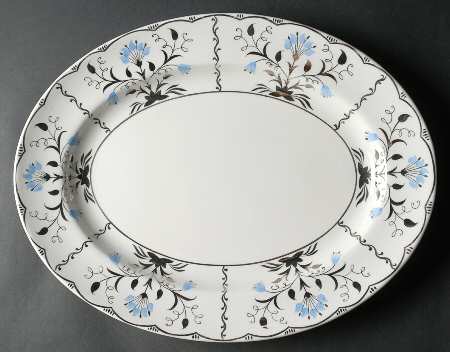 Papyrus Blue and Silver 17" Oval Serving Platter