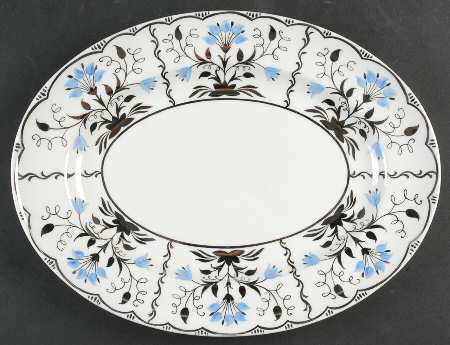 Papyrus Blue and Silver 13" Oval Serving Platter