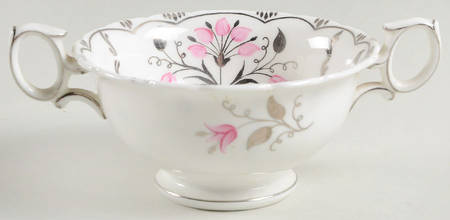 Papyrus Pink Footed Cream Soup Bowl