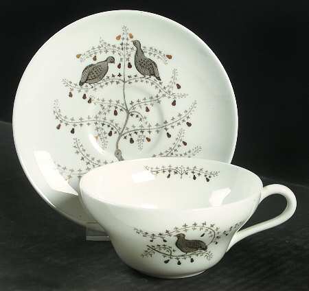 Partridge In A Pear Tree Flat Cup & Saucer Set