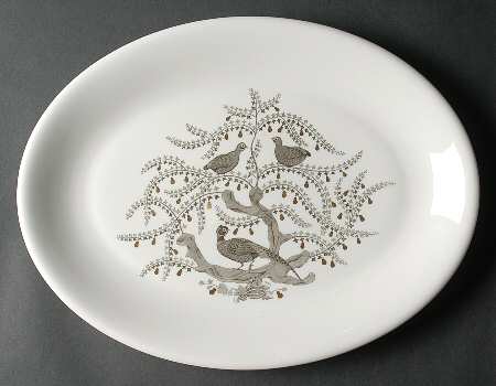 Partridge In A Pear Tree 15" Oval Serving Platter