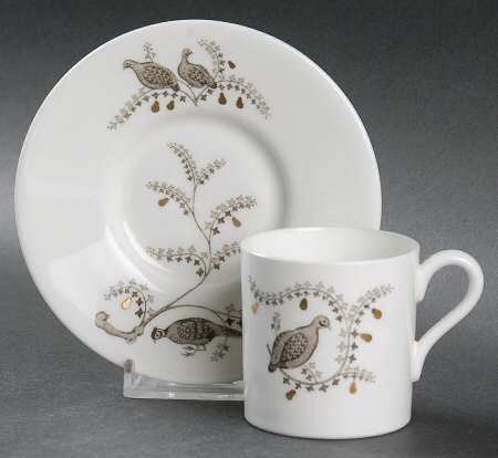 Partridge In A Pear Tree Bond Shape Demitasse Cup and Saucer Set