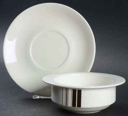 Parallels Flat Cream Soup Bowl & Saucer Set