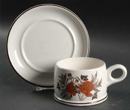 Peony (Oven To Table) Flat Cup & Saucer Set by Wedgwood