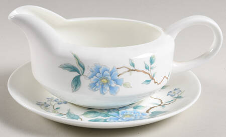 Peony (Bone) Gravy Boat & Underplate