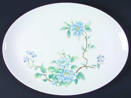 Peony (Bone) 14" Oval Serving Platter