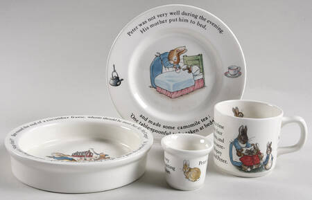 Peter Rabbit (4 Piece Boxed) Child's/Nursery Set (Plate, Porringer, Mug & Egg Cup)