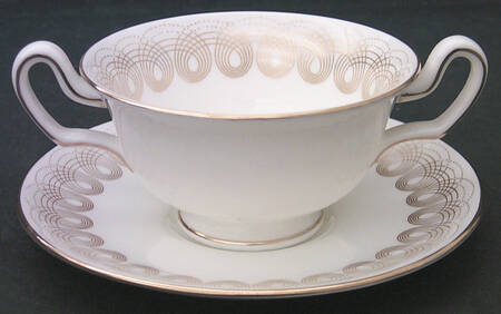 Persephone Gold Footed Cream Soup Bowl & Saucer Set by Wedgwood
