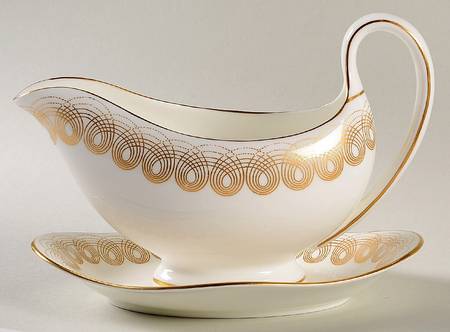 Persephone Gold Gravy Boat with Attached Underplate