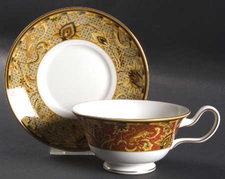 Persia (Newer, 1997) Peony Shape Footed Cup & Saucer Set