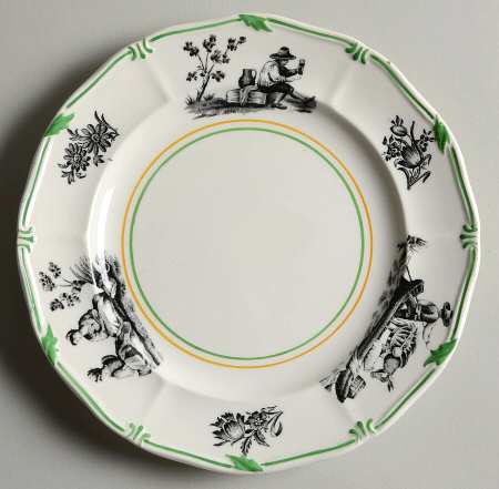Personages Black (Green Trim) Bread & Butter Plate