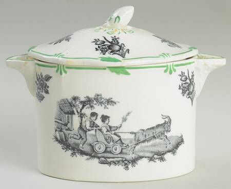Personages Black (Green Trim) Sugar Bowl & Lid