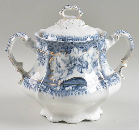 Phoebe Blue (Gold Accents, Gold Trim) Sugar Bowl & Lid