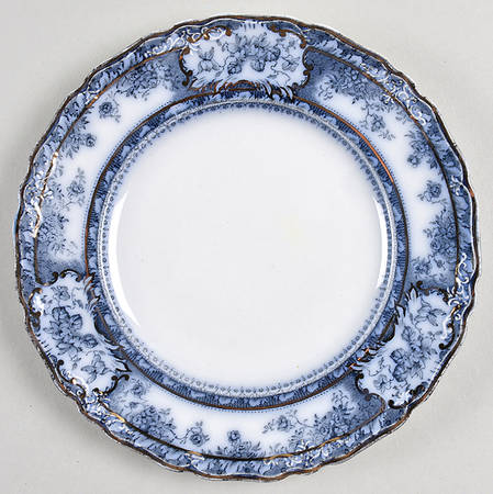 Phoebe Blue (Gold Accents, Gold Trim) Dessert/Pie Plate
