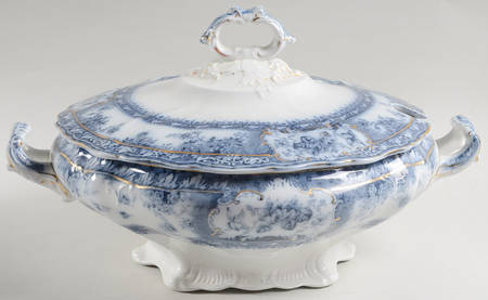 Phoebe Blue (Gold Accents, Gold Trim) Tureen &  Lid