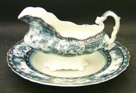 Phoebe Blue (Gold Accents, Gold Trim) Gravy Boat