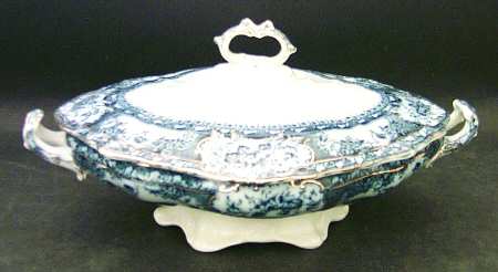 Phoebe Blue (Gold Accents, Gold Trim) Oval Covered Vegetable