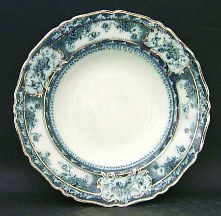 Phoebe Blue (Gold Accents, Gold Trim) Rim Soup Bowl