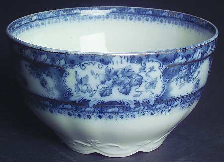 Phoebe Blue (Gold Accents, Gold Trim) Cranberry Bowl