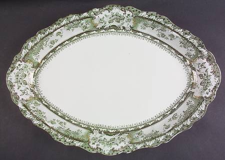Phoebe Blue Green (Gold Accents, No Trim) 16" Oval Serving Platter
