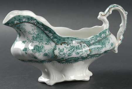 Phoebe Blue Green (Gold Accents, No Trim) Gravy Boat