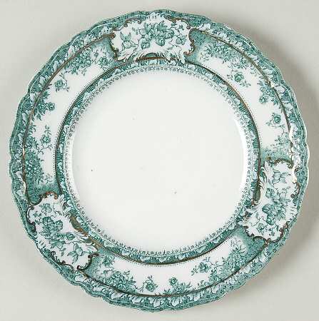 Phoebe Blue Green (Gold Accents, No Trim) Dessert/Pie Plate