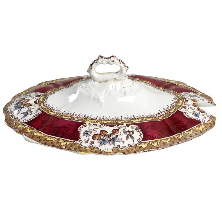 Phoebe Multicolor (Maroon Panels) Lid for Sauce Boat by Wedgwood