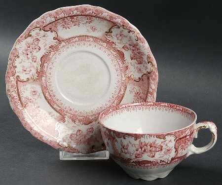Phoebe Pink (Gold Accents, No Trim) Flat Cup & Saucer Set