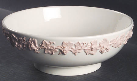 Pink On Cream Color (Plain edge) 10" Large Salad Serving Bowl