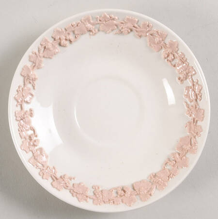 Pink On Cream Color (Plain edge) Saucer for Footed Cup