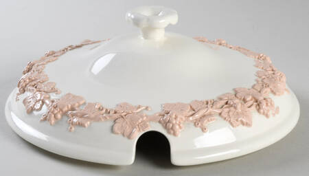 Pink On Cream Color (Plain edge) Lid for Tureen