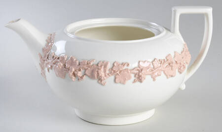 Pink On Cream Color (Plain edge) Teapot No Lid