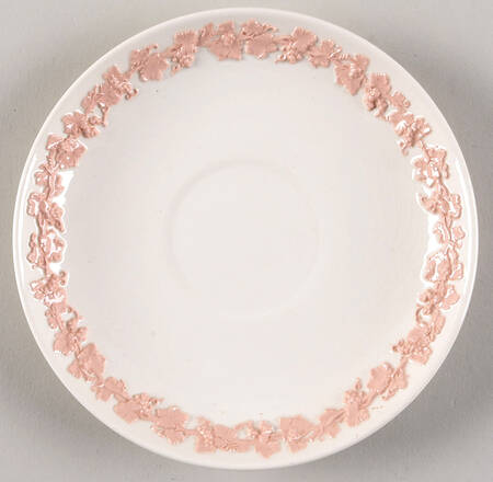 Pink On Cream Color (Plain edge) Saucer for Flat Cream Soup Bowl