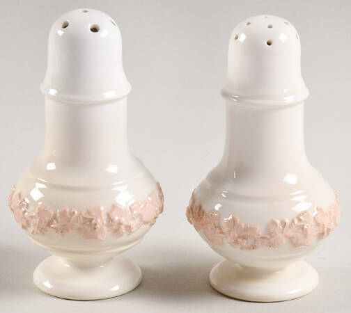 Pink On Cream Color (Plain edge) Salt & Pepper Set