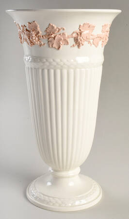 Pink On Cream Color (Plain edge) 13" Vase