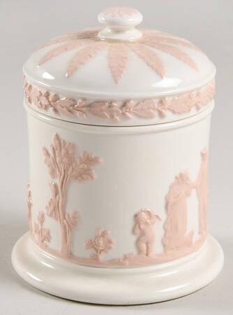 Pink On Cream Color (Plain edge) Olympus Jar & Lid
