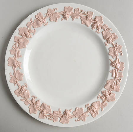 Pink On Cream Color (Plain edge) Dinner Plate