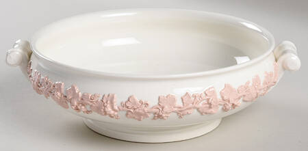Pink On Cream Color (Plain edge) Round Vegetable No Lid