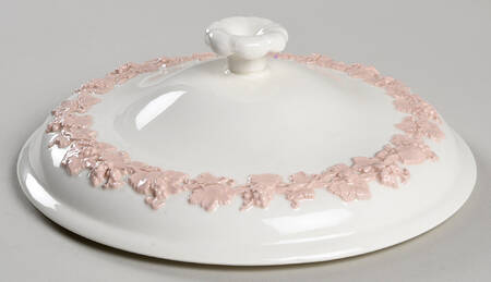 Pink On Cream Color (Plain edge) Lid for Round Vegetable